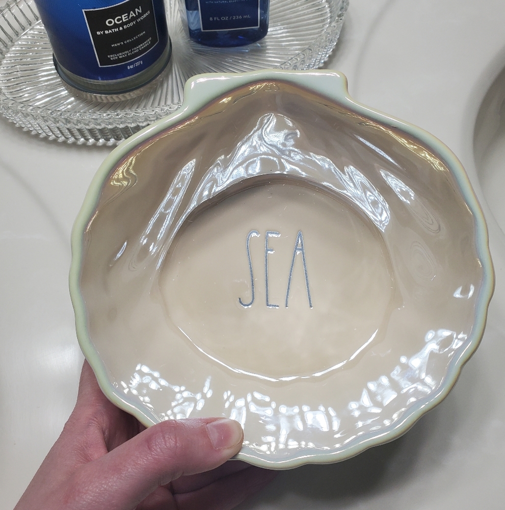Rae Dunn Iridescent Ceramic Bowl with "Sea" Inscription